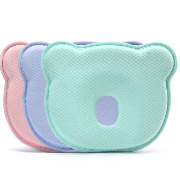 Bebyra Anti-Head Baby Pillow – Cartoon Bear Shaped Cotton Pillow for Newborns (0–1 Year)