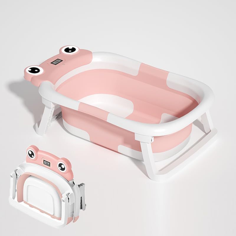 Bebyra Foldable Baby Bathtub with Soft Floating Cushion & Thermometer | Portable Collapsible Infant Bath Tub for Travel & Home
