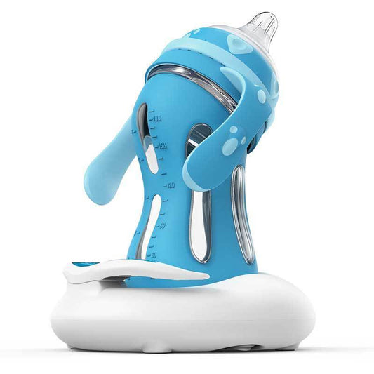 Bebyra Glass Baby Bottle – Drop-Resistant Straw Bottle with USB Milk Warmer, Ergonomic Feeding for Newborns & Toddlers