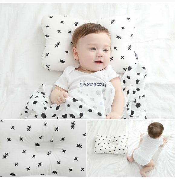 Bebyra Baby Anti-Deviation Head Pillow – Pure Cotton Shaped Square Pillow for Infant Head Support & Flat Head Prevention