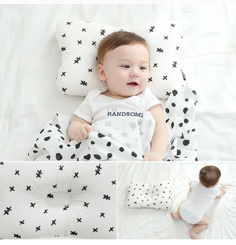 Bebyra Baby Anti-Deviation Head Pillow – Pure Cotton Shaped Square Pillow for Infant Head Support & Flat Head Prevention