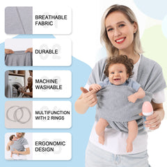 Bebyra Baby Carrier Front Wrap Scarf – Multi-Functional Front & Back Dual Baby Carrier Bag, Comfortable Polyester