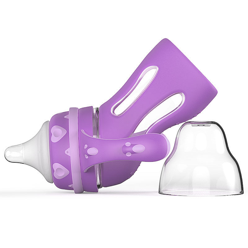 Bebyra Glass Baby Bottle – Drop-Resistant Straw Bottle with USB Milk Warmer, Ergonomic Feeding for Newborns & Toddlers