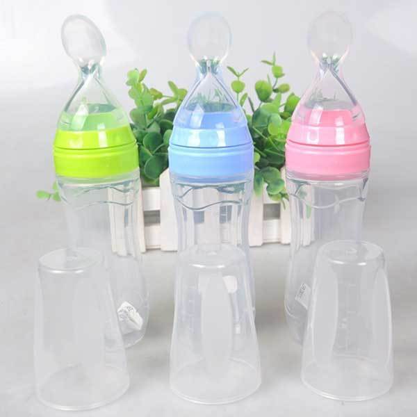 Bebyra Baby Spoon Bottle Feeder – 120ml Food-Grade Silicone Squeeze Feeder for Semi-Liquid Foods & Easy Feeding
