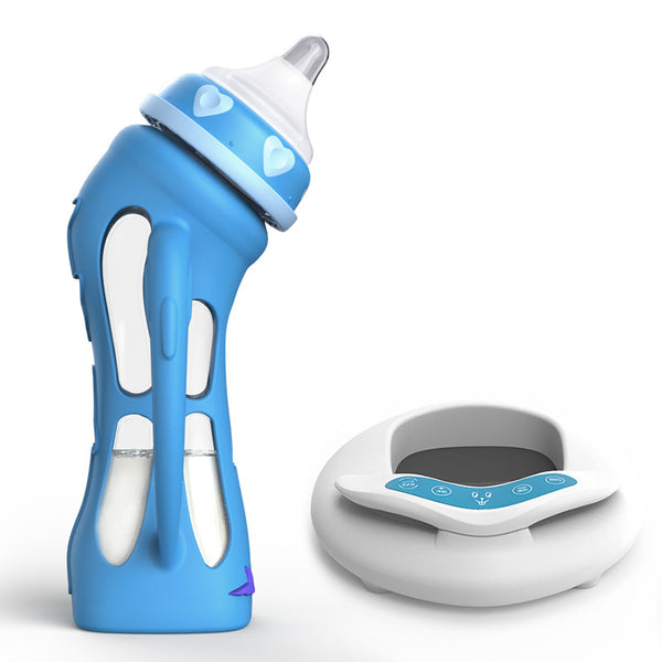 Bebyra Glass Baby Bottle – Drop-Resistant Straw Bottle with USB Heating Base, Thermostatic Milk & Water Feeder, Ergonomic
