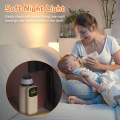 Bebyra Portable Baby Bottle Warmer with Night Light – 6 Heating Levels, USB Rechargeable Milk & Formula Warmer for Travel