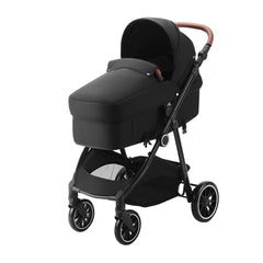 Bebyra VEVOR Baby Stroller – Foldable Infant & Toddler Stroller with Bassinet, Adjustable Backrest, Reversible Seat, Black