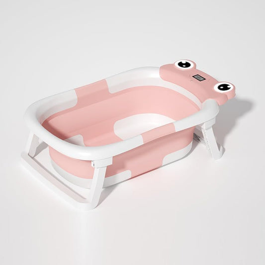 Bebyra Foldable Baby Bathtub – Portable Travel Bath with Soft Cushion & Thermometer, Safe Collapsible Baby Bath