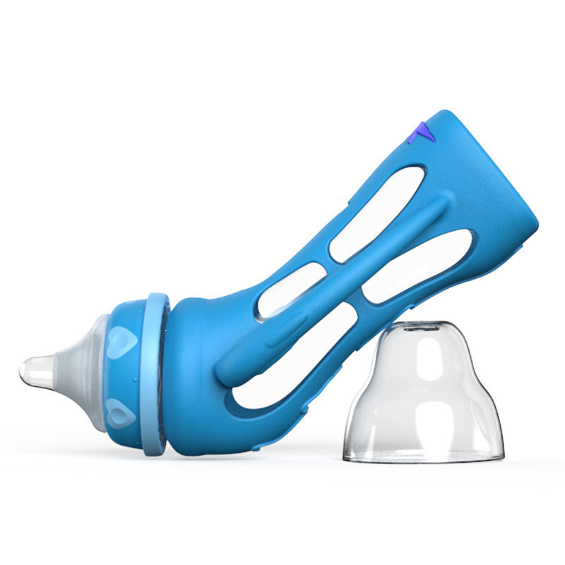 Bebyra Glass Baby Bottle – Drop-Resistant Straw Bottle with USB Milk Warmer, Ergonomic Feeding for Newborns & Toddlers