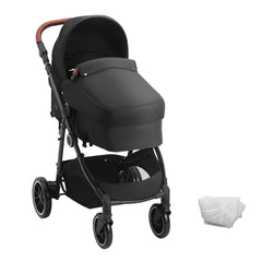 Bebyra VEVOR Baby Stroller – Foldable Infant & Toddler Stroller with Bassinet, Adjustable Backrest, Reversible Seat, Black