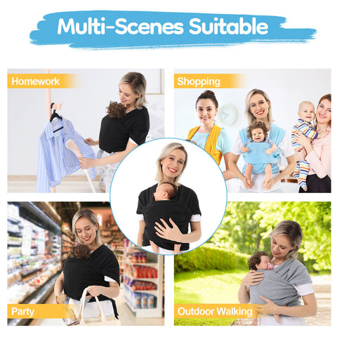 Bebyra Baby Carrier Front Wrap Scarf – Multi-Functional Front & Back Dual Baby Carrier Bag, Comfortable Polyester